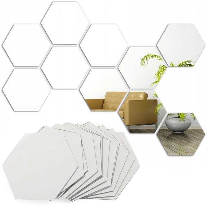 SET 12 oglinzi autocolante decorative OGLINDA in forma de HEXAGON