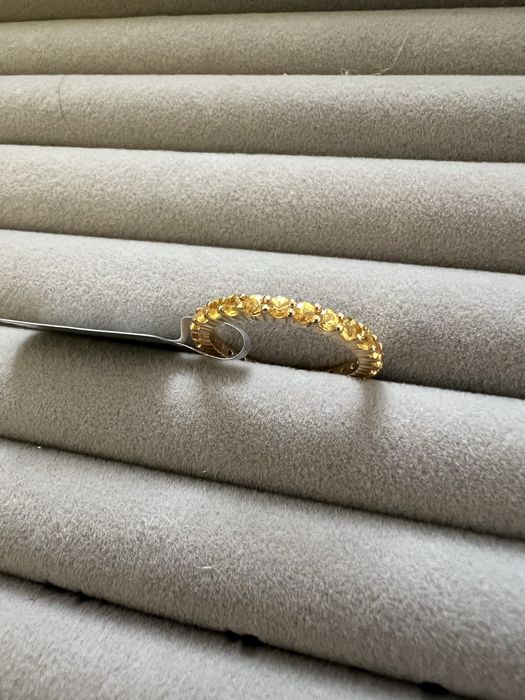 Inel Eternity cu Safire Galbene Bankaja 0.35 ct placat cu aur