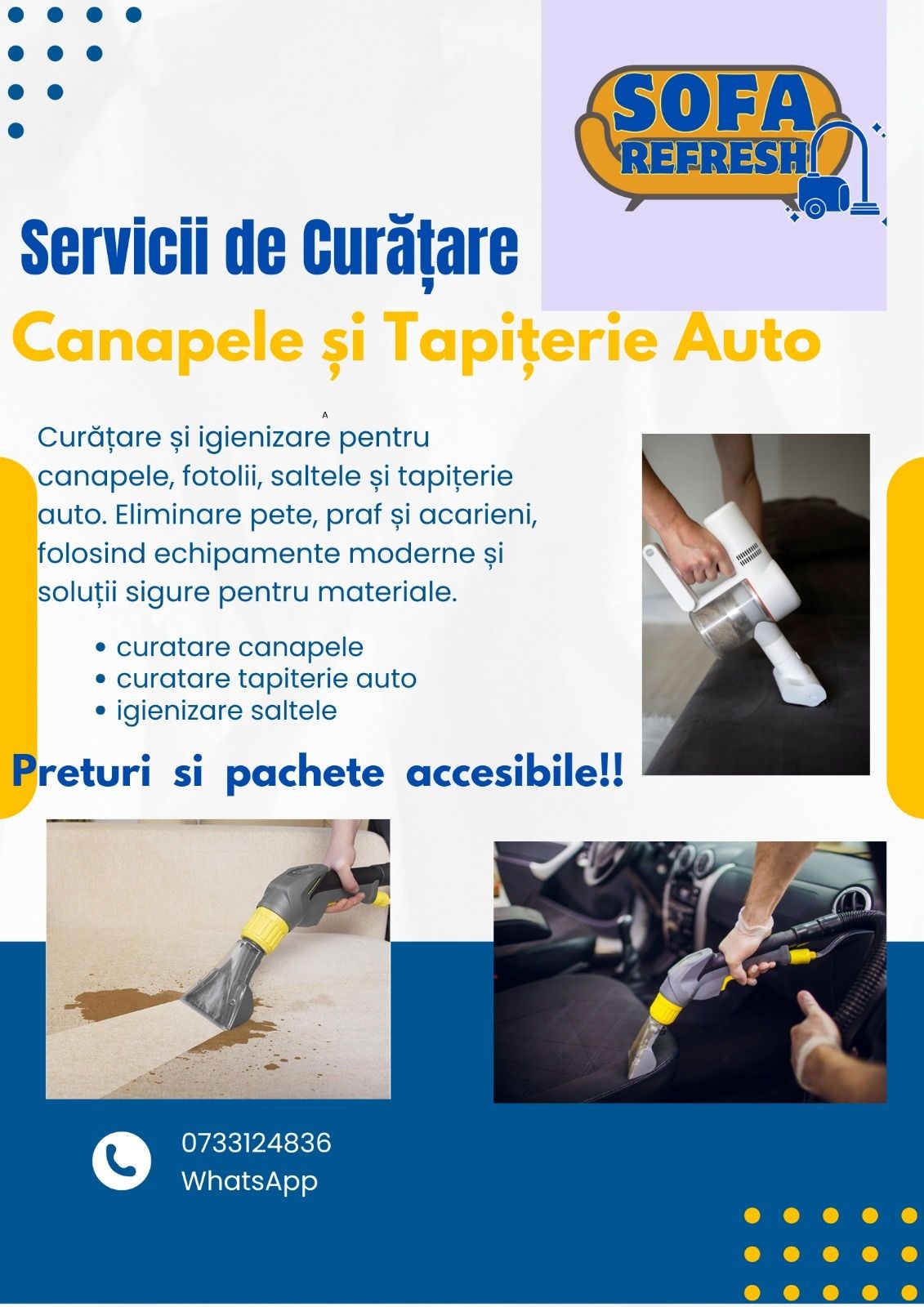 Curatare canapele și tapiterie auto