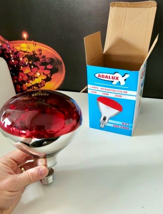 Lampa infraroșu animale , Bec incalzire cu infraroșu 100W