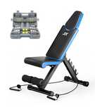Set Banca, Zoco Body Fit® si Set gantere, greutate 30 kg,Otel