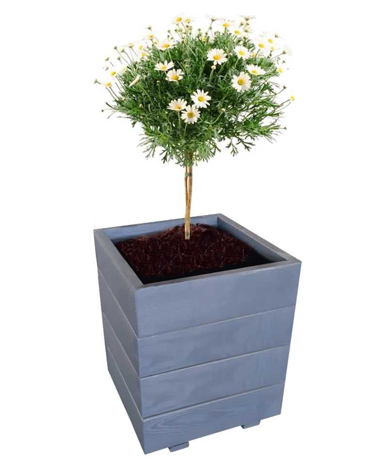 SET 2 bucati jardiniere ghivece lemn pentru gradina flori gri antracit