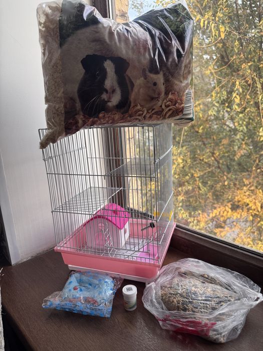 Дом для хомяка. Корм , Наполнитель,Домик,Поилка, Мазь все есть