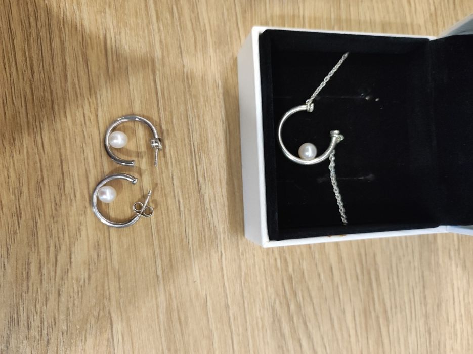 Pandora Сет обици и колие с перли