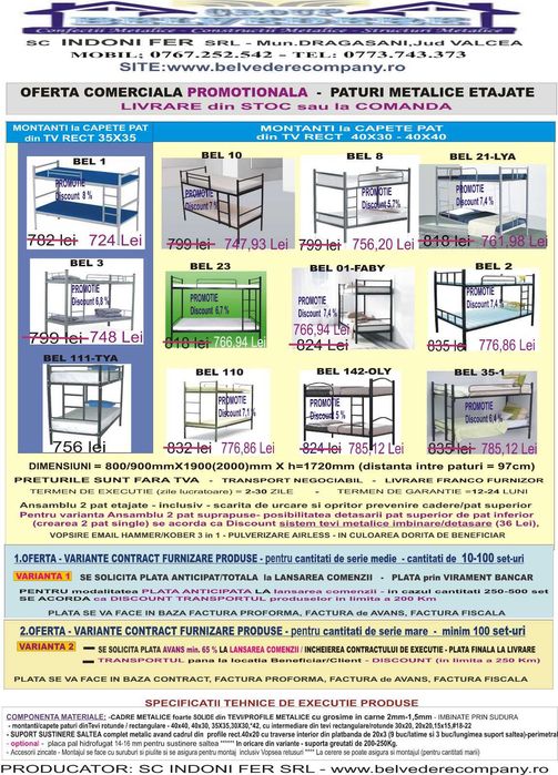 Paturi Metalice Etajate – În Stoc – Producător Direct – Super Ofertă!