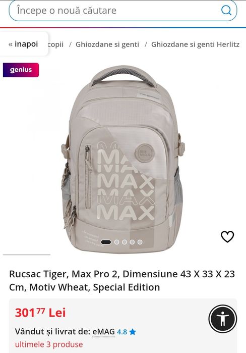 Ghiozdan Herlitz Tiger Max nou