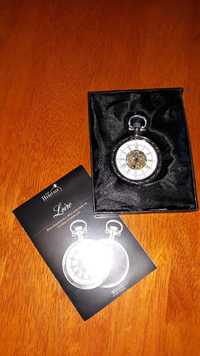 Посребрен джобен часовник "Лоара" с открит механизъм