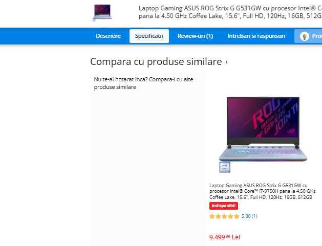 Laptop gaming nou Asus Rog intel core i7 , ram 16 gb ,video 6 gb