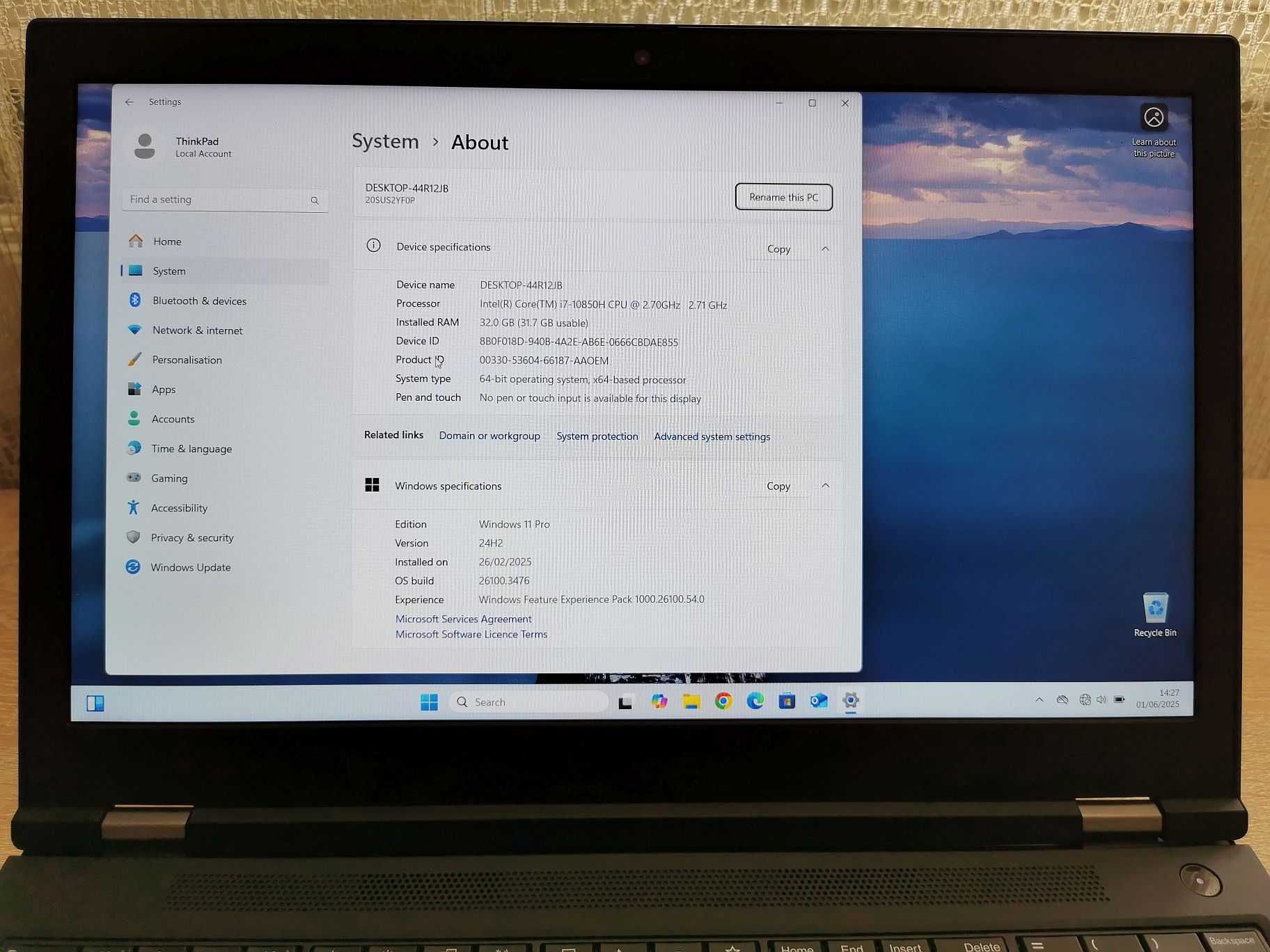Мощен професионален лаптоп Lenovo Thinkpad P15 – i7, 32GB RAM, 512GB
