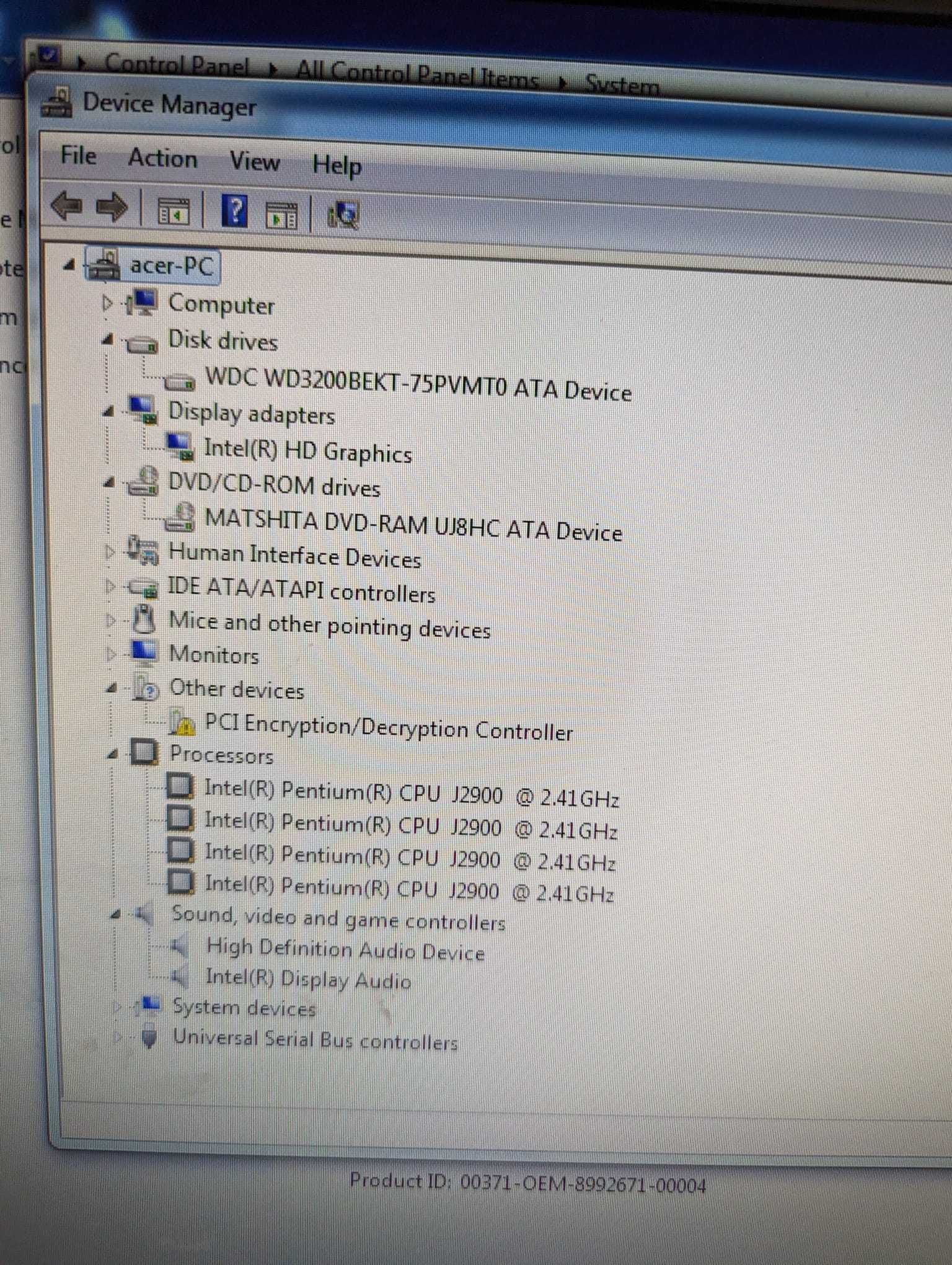 Acer J2900 4gb ram 320hdd laptop wd black 7200 rpm Nas Media Plex