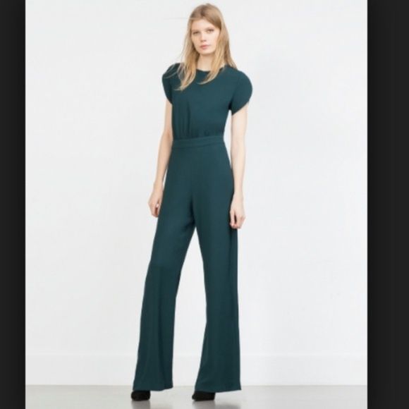 Невероятен дълъг масленозелен гащеризон Zara размер М