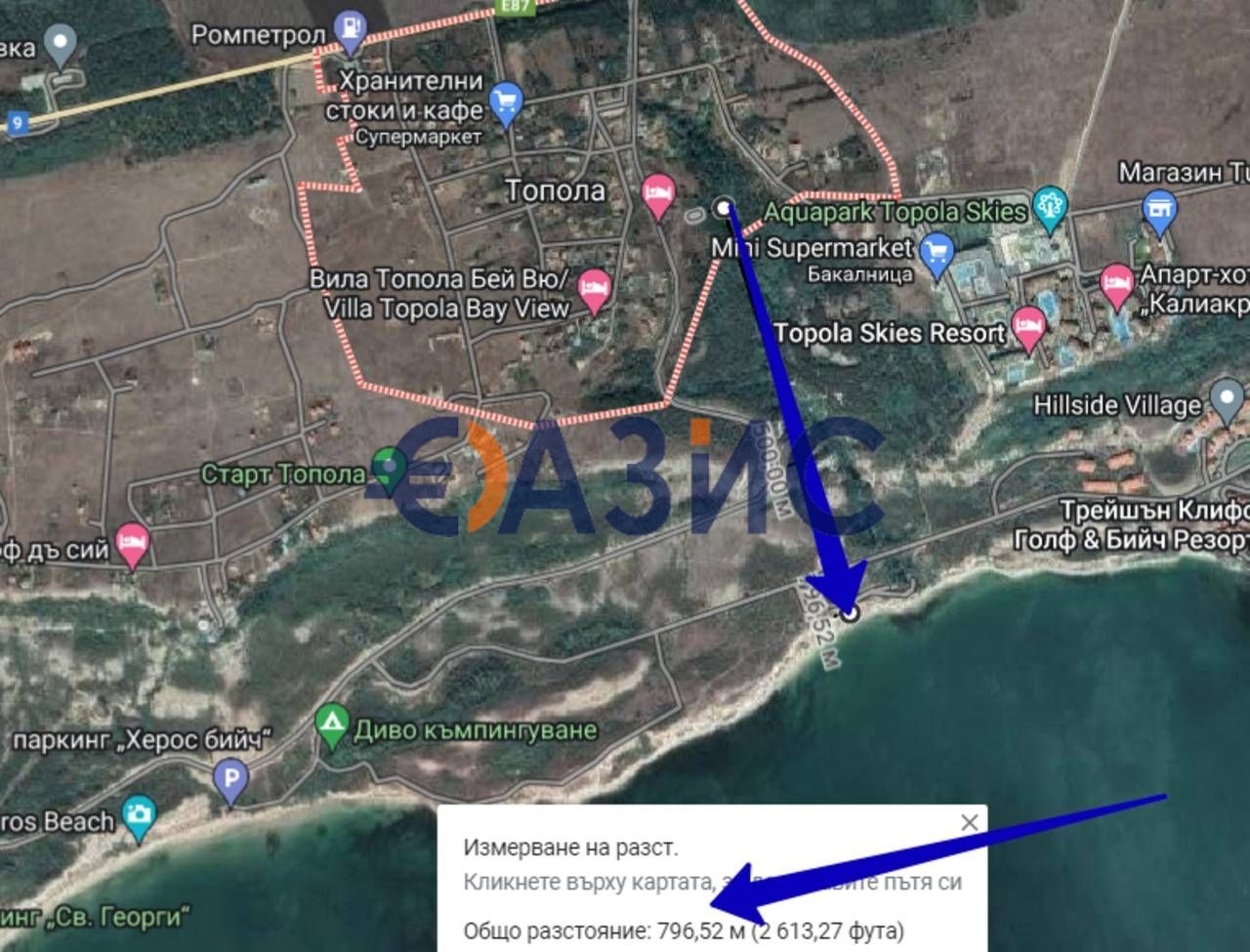 Парцел в УПИ с изглед към морето, с. Топола, област Добрич, 602 кв. м,