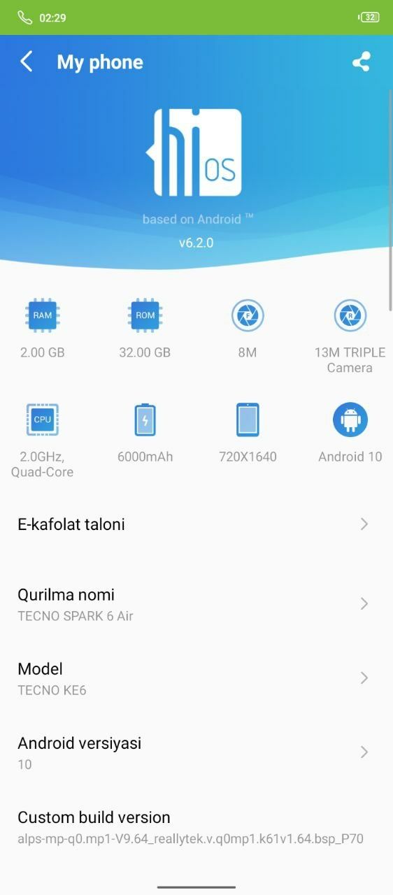 Tecno spark 6 Air