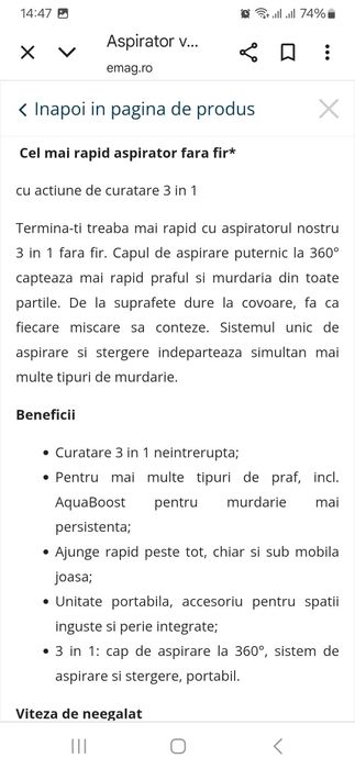 Aspirator Philips fara fir