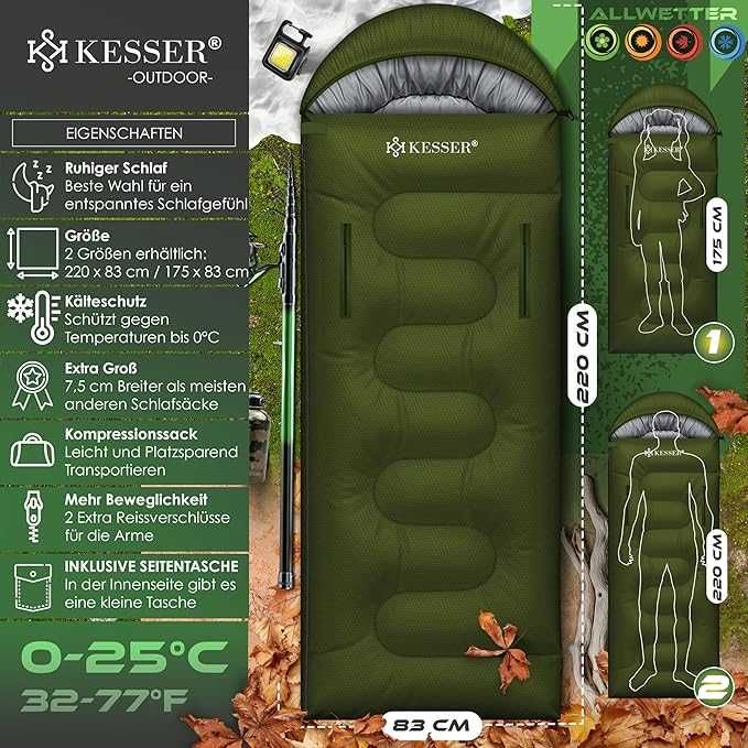 KESSER® спален чувал за открито | Одеяло спален чувал 3-4 сезона