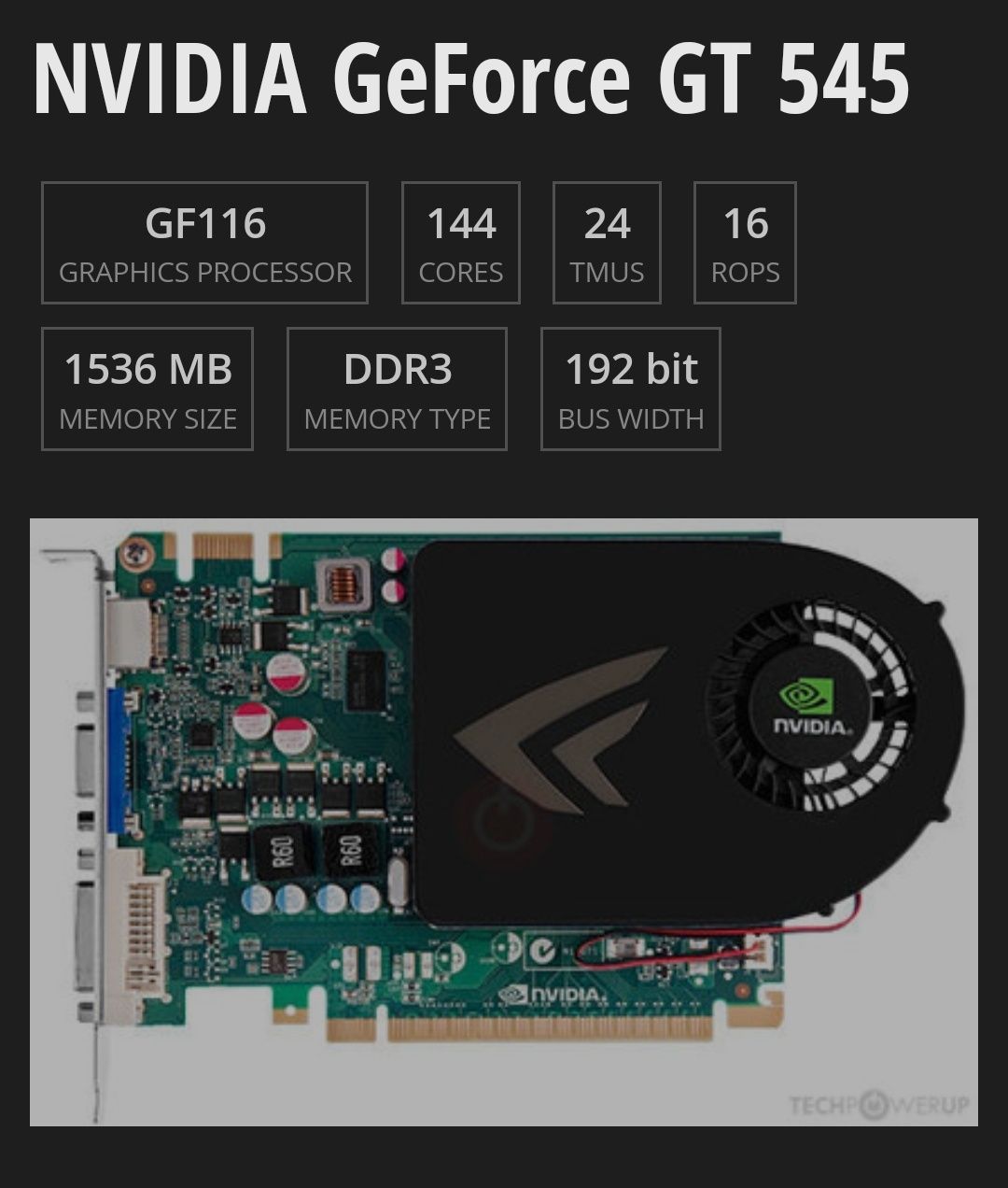 PC desktop Intel Core 2 Duo 2.2 GHz, nVidia GeForce GT 545