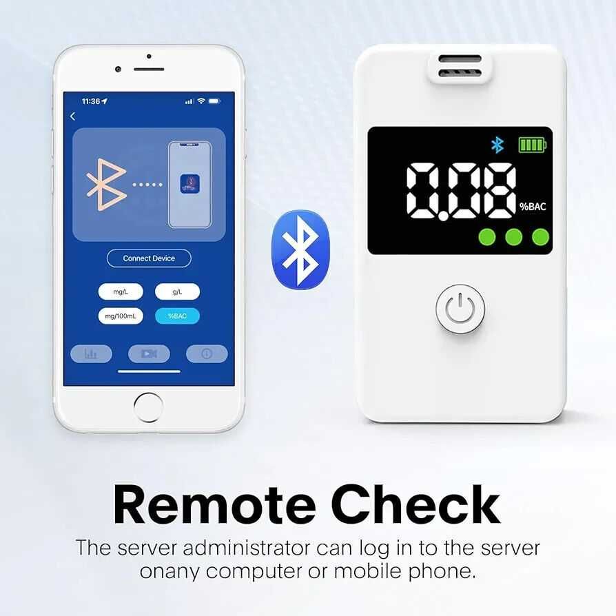 Алкотестер портативный  многоязычный  с Bluetooth запись данных