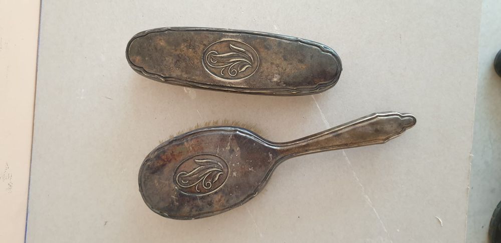 Accesorii decorațiuni set vintage colectie alpaca lemn Anglia 1900