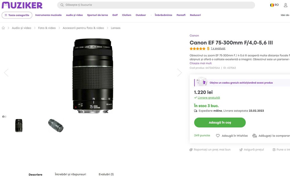 Obiectiv Canon 75-300 mark III