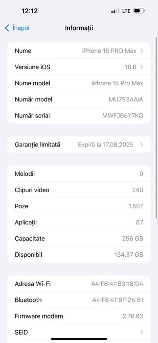 Iphone 15 pro max natural titanium 256gb