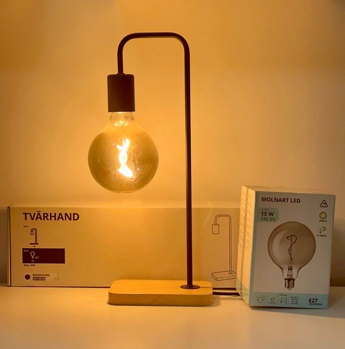 TVÄRHAND veioză + bec LED MOLNART, IKEA, stare bună, cutie inclusă