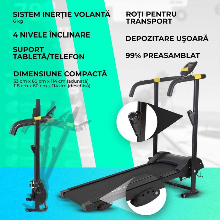 Bandă de alergare mecanică TECHFIT MT40N