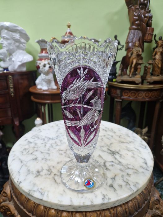 Прекрасна антикварна немска кристална ваза