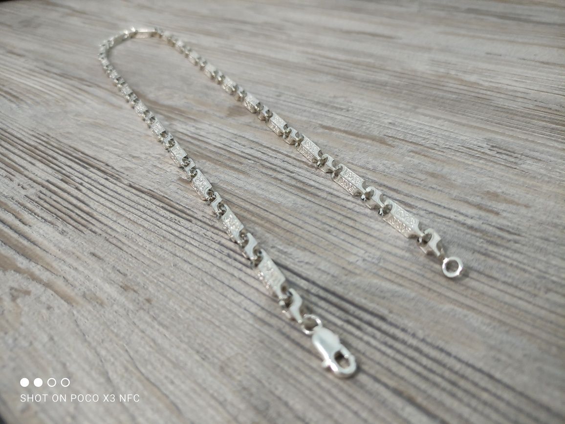 Эксклюзивная четырехгранная мужская серебряная цепочка плетения "Русь"