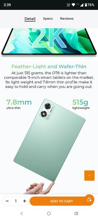 Таблет OUKITEL OT8 11" 256GB 30RAM 8800Ah