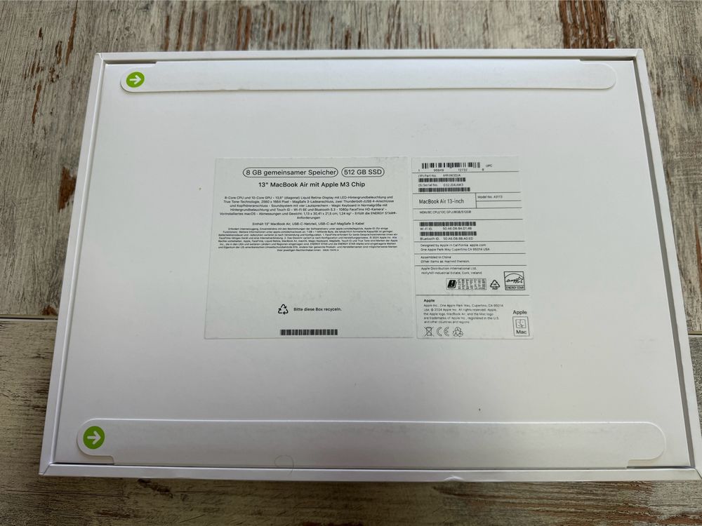 Macbook air 13” 2024 8GB 512SSD sigilat