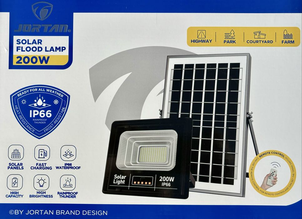 Proiector Jortan 200W cu Panou Solar și Telecomandă + Cadou Surpriză!!