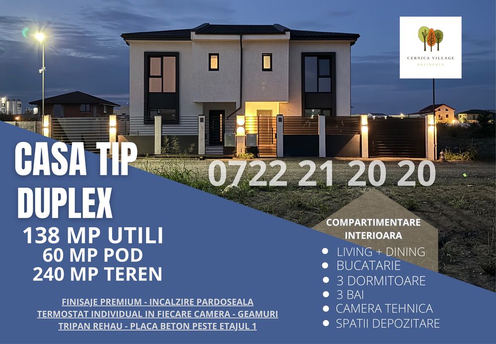 Duplex 138mp+60mp Pod !! 3 dormitoare + 3 bai/ 5000€ buget finisaje !