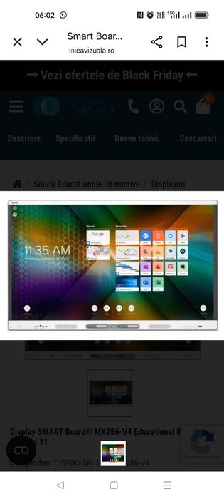 Vând tabla interactiva cu IQ SBID-MX-286-V4.