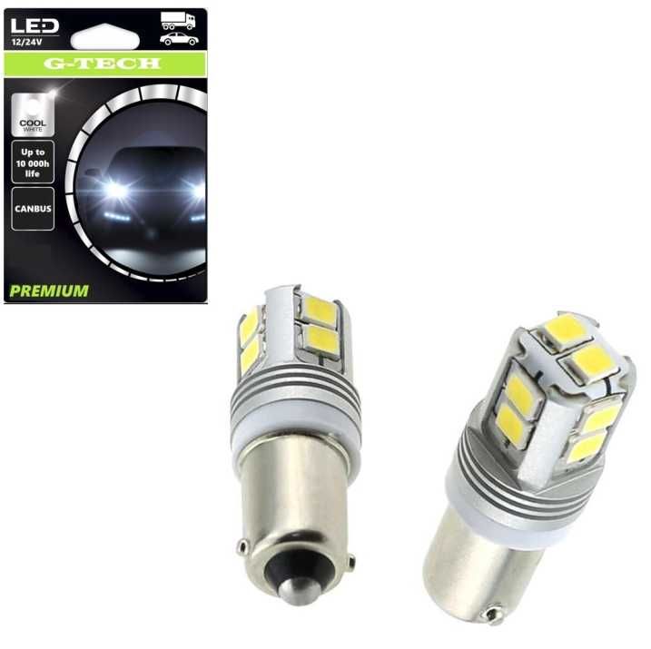 2 броя LED крушки BA9s бяла светлина 12V/24V за автомобил и камион