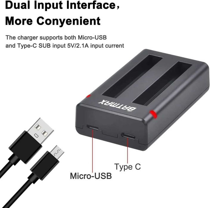 Set 3 acumulatori 1800mAh + incarcator dual camere actiune Insta360 X3