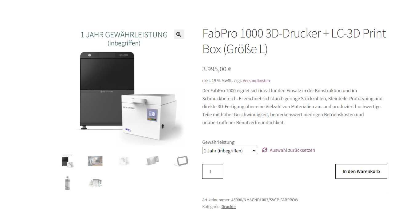 Imprimanta 3d systems fabpro 1000 industriala