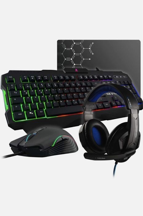 Tastatura G-LAB Combo Argon Tastatura, Casti cu microfon, Mouse+Pad