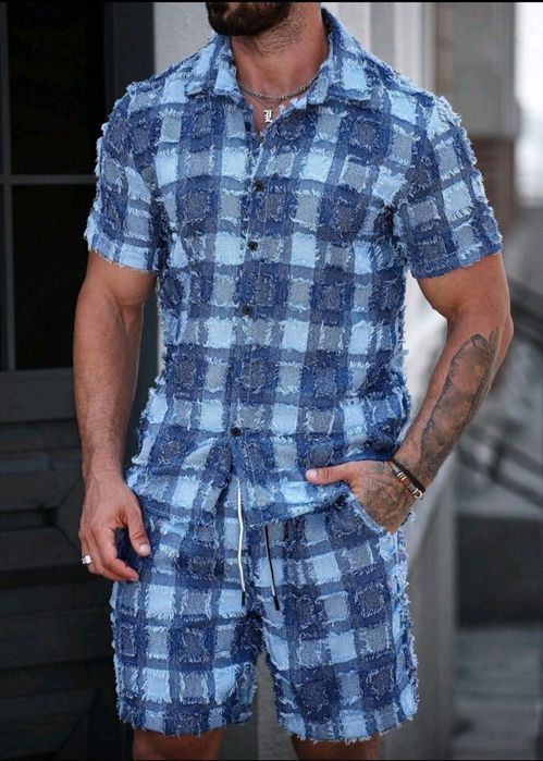 Нови мъжки летени екипи комплект камуфлажни цветове,син Л/Хл