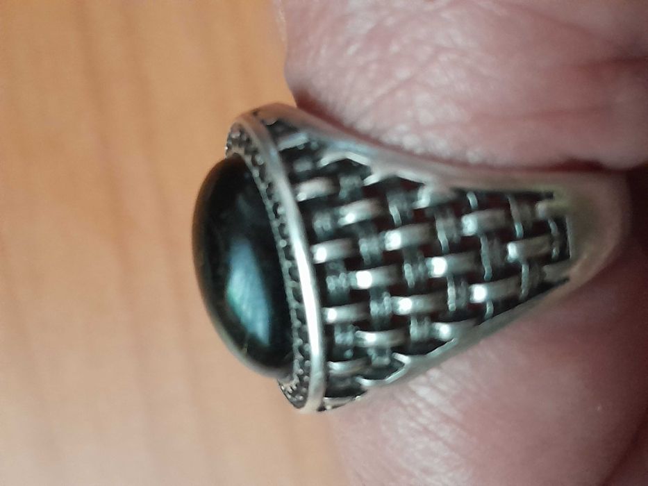 Inel vechi argint 925 marcat, onix, zirconii negre