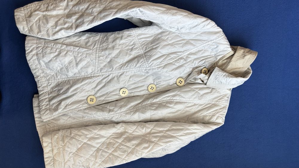 Двулицево дамско яке - бежаво със златист оттенък и бяло, размер L