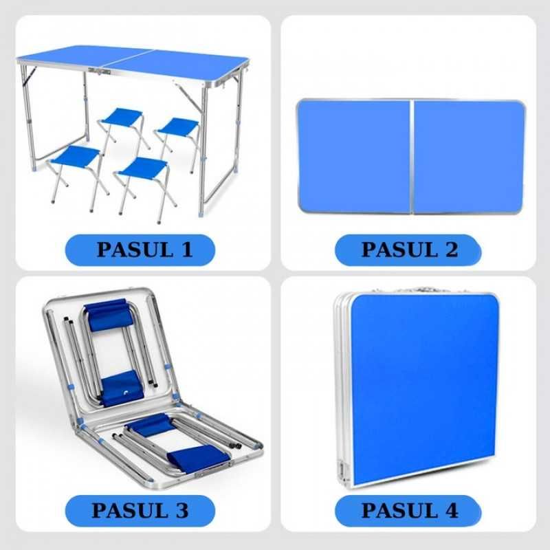 Сгъваем комплект за къмпинг – маса + 4 стола