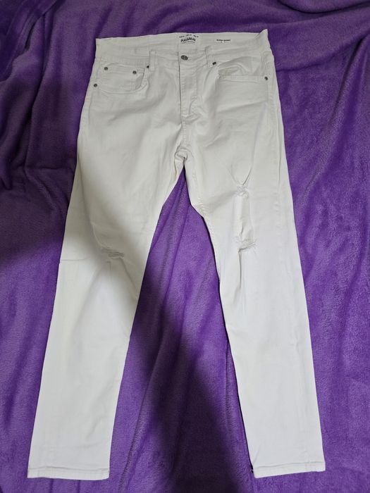 Blugi super skinny albi Pull&Bear