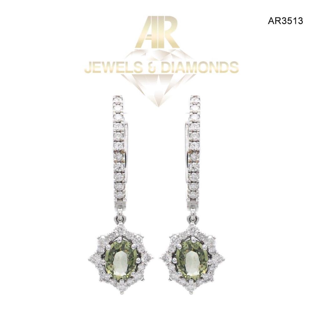 Cercei Aur Alb cu Diamante model nou ARJEWELS(AR3513)