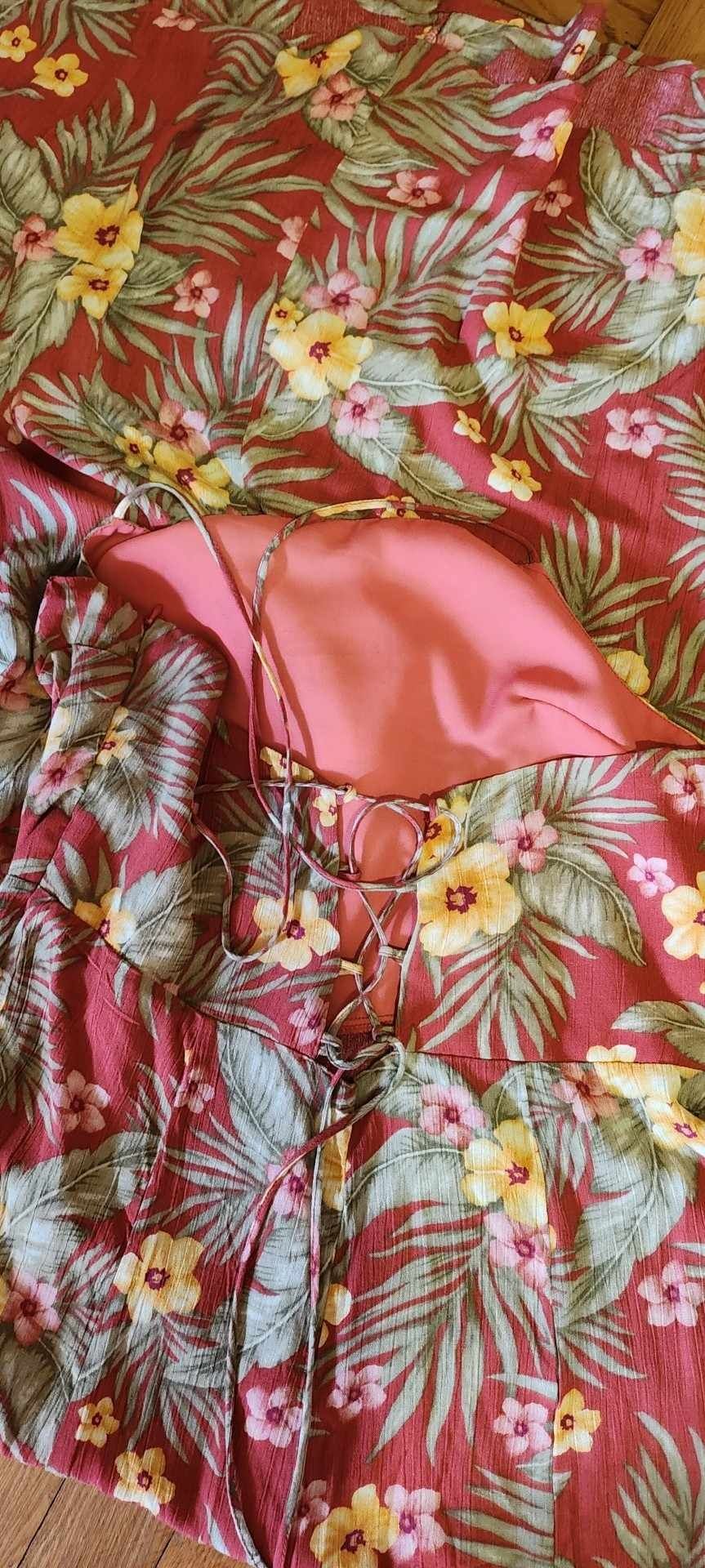 Rochie lungă,Miami colection, din vascoza,mărimea L,imprimeu corat