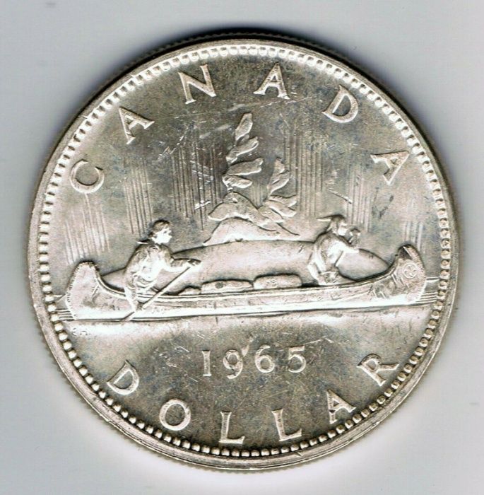 Moneda argint 1 (one) Dollar Elizabeth II 1965 Canada
