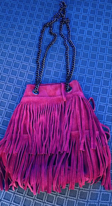 Естествен велур чанти с ресни