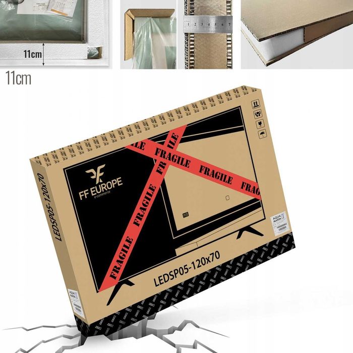 Огледало за баня 100x60 см С LED осветление, часовник+bluetooth