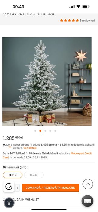 Brad artificial Grandis 210cm nou in cutie