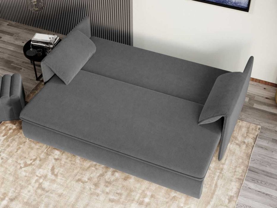 Canapea Extensibila Vanilla Stofa Catifea Gri Deschis