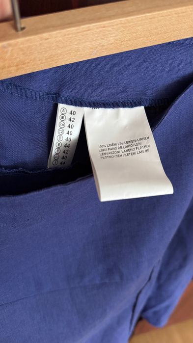 Fusta mini din in indigo